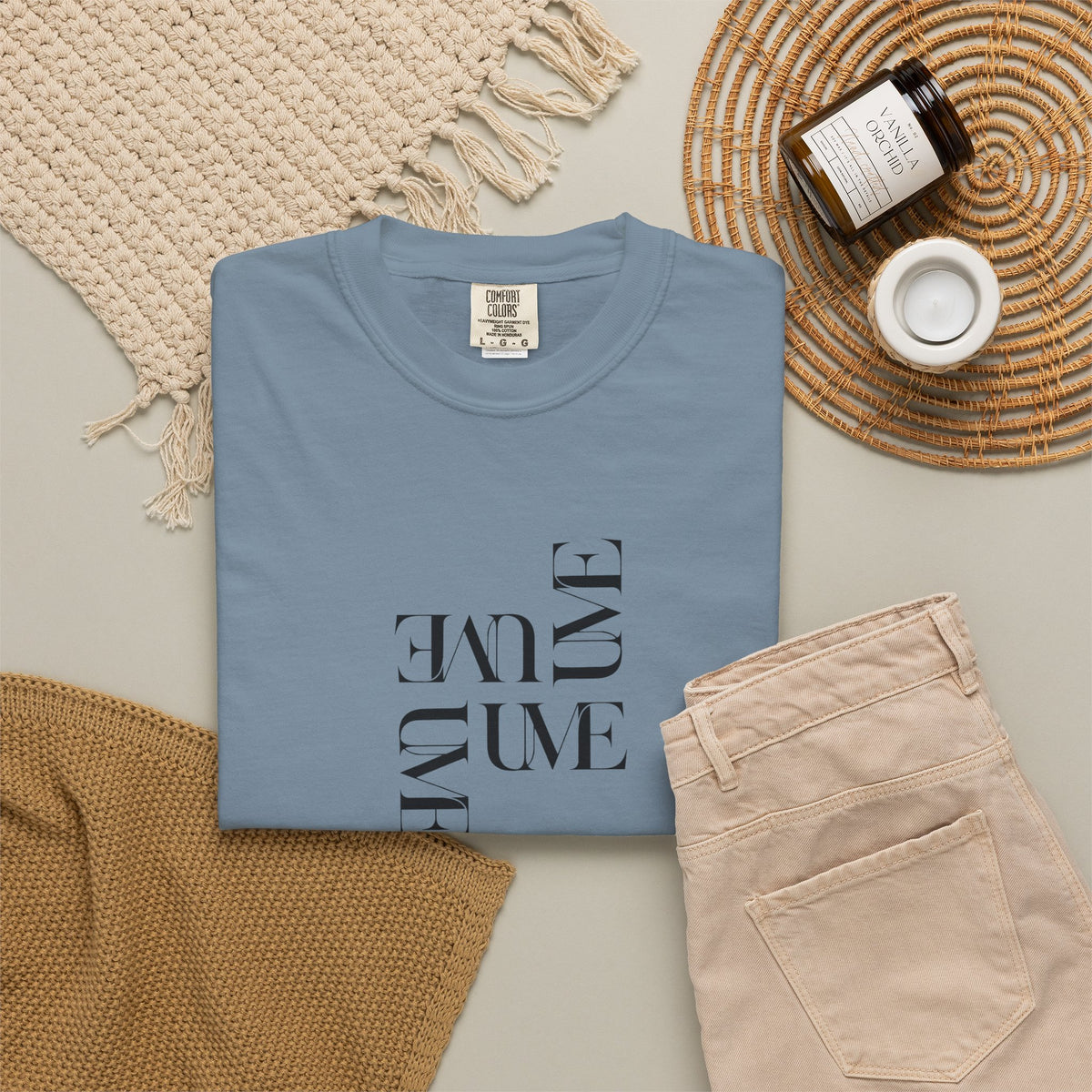 UME Typography Garment-Dyed T-Shirt — White, Ivory & More Colors