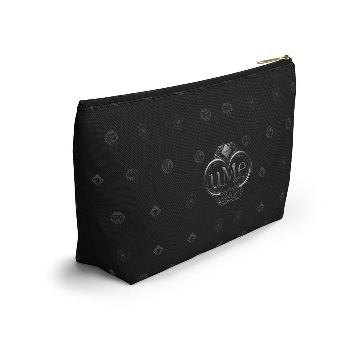 Black Luxe Logo Accessory Pouch — UME T-Bottom Cosmetic Bag