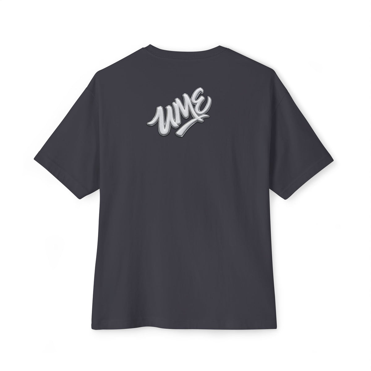 UME Script Logo Boxy Tee — White Oversized Graphic T-Shirt