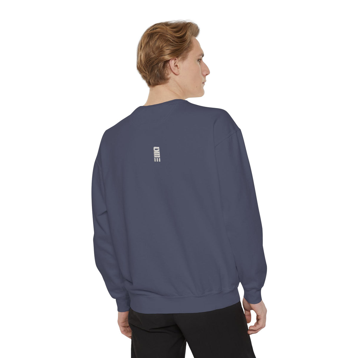 Garment-Dyed Crewneck Sweatshirt — Multi-Color Minimal Graphic