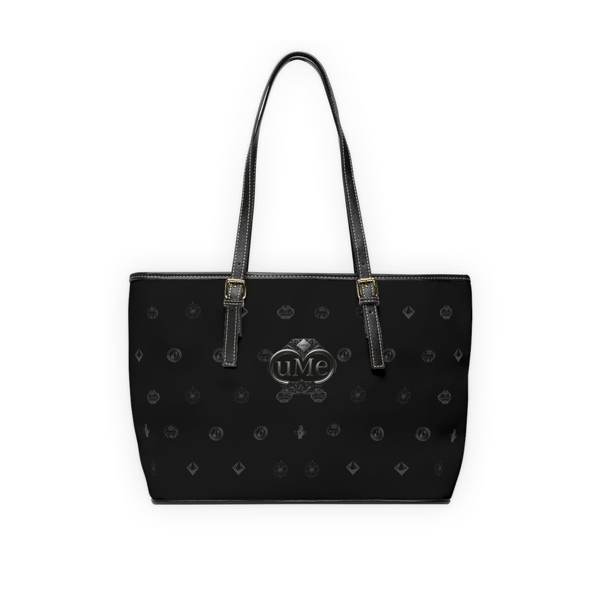 PU Leather Shoulder Bag — Classic Black UME Monogram Tote
