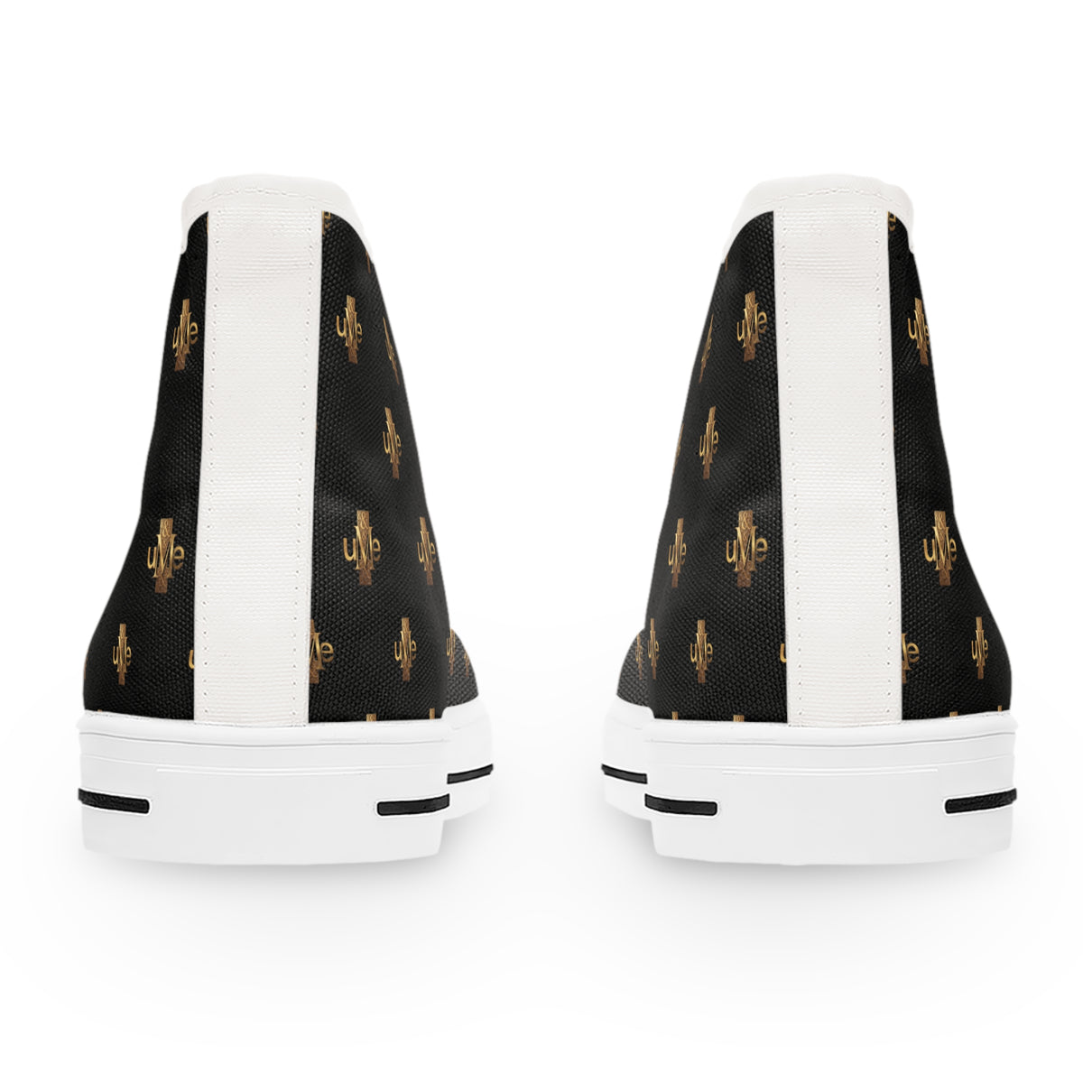 Women’s High-Top Sneakers — Black All-Over Print