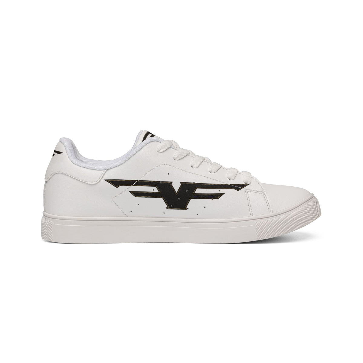 Men’s Low-Top Sneakers with Black Winged Logo — White