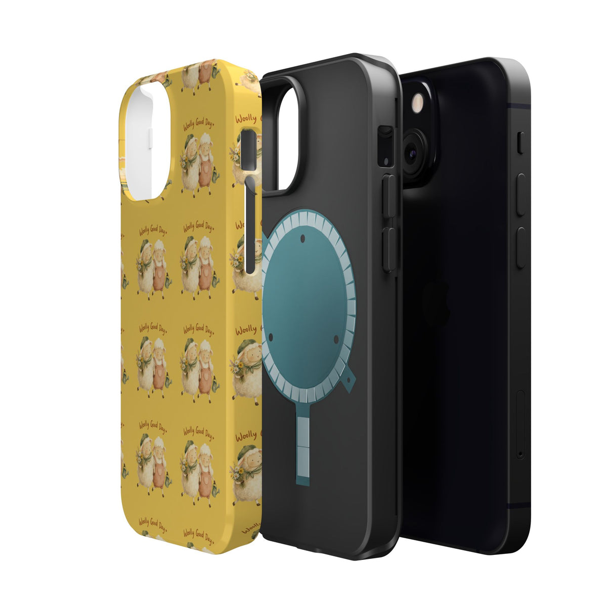 "Woolly Good Day" Phone Case — Yellow Sheep Pattern Magnetic Impact-Resistant Cover
