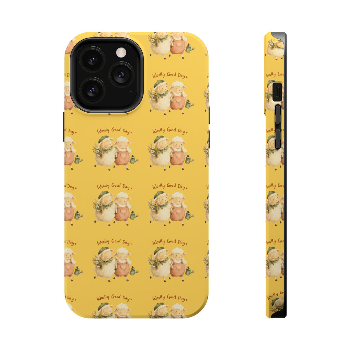 "Woolly Good Day" Phone Case — Yellow Sheep Pattern Magnetic Impact-Resistant Cover