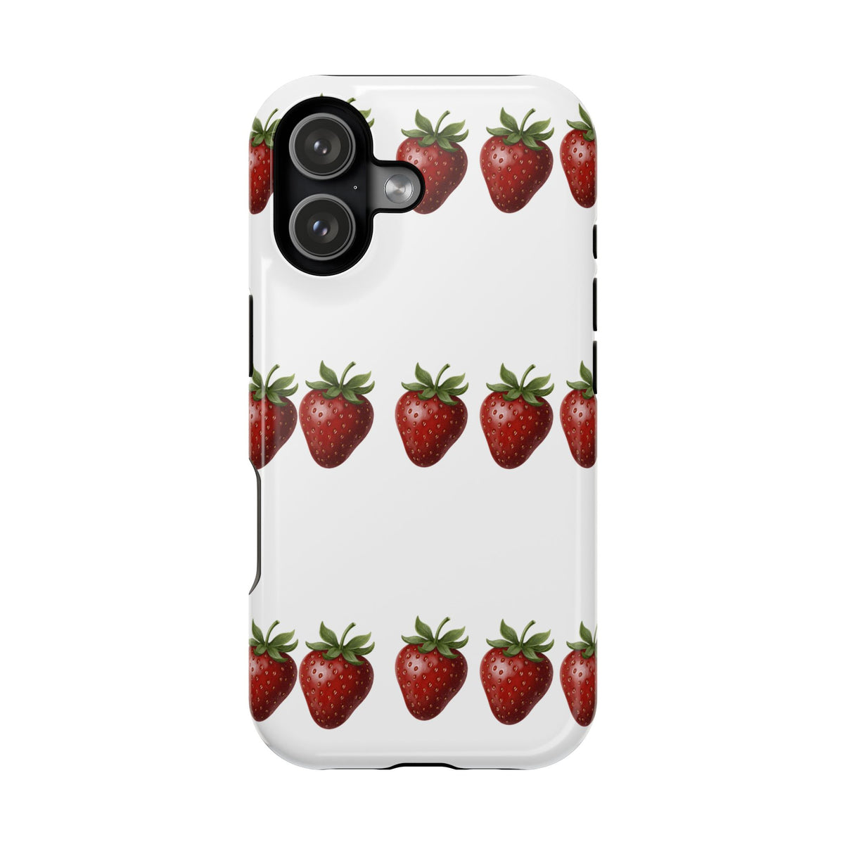 Strawberry Row Phone Case — White MagSafe Magnetic Impact-Resistant Cover