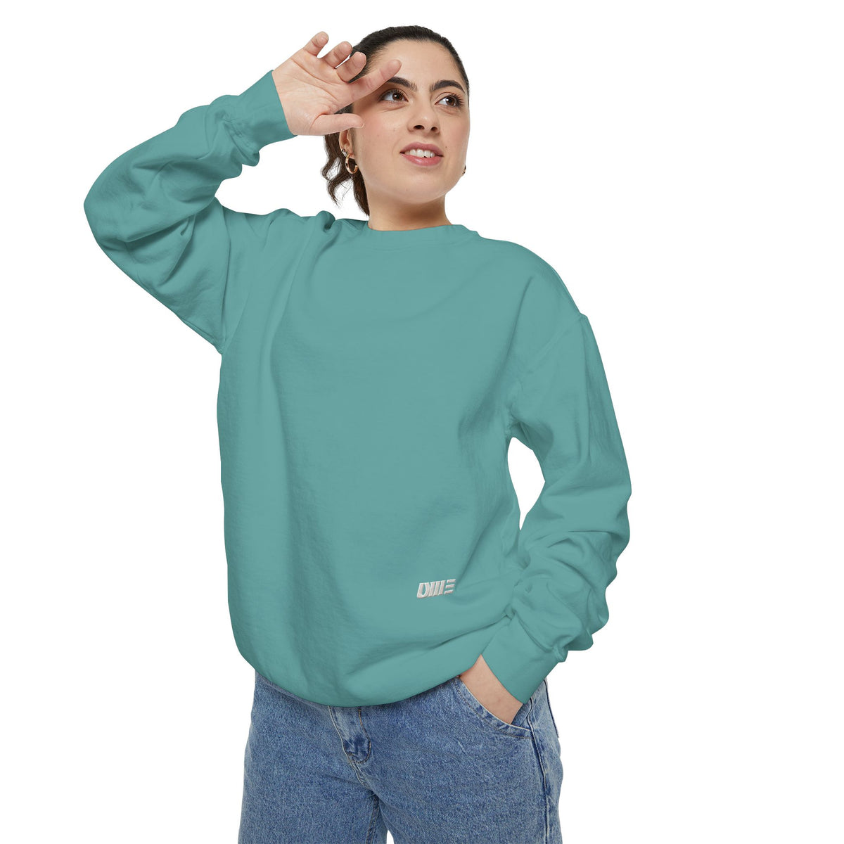 Garment-Dyed Crewneck Sweatshirt — Multi-Color Minimal Graphic