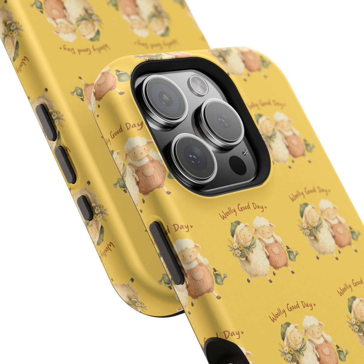 "Woolly Good Day" Phone Case — Yellow Sheep Pattern Magnetic Impact-Resistant Cover