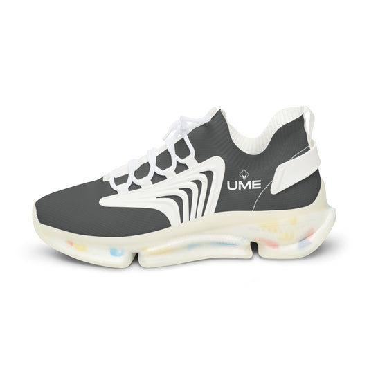 Men's Slate Grey UME Mesh Sneakers — Bold Graphic Cloud Sole Athletic Shoe