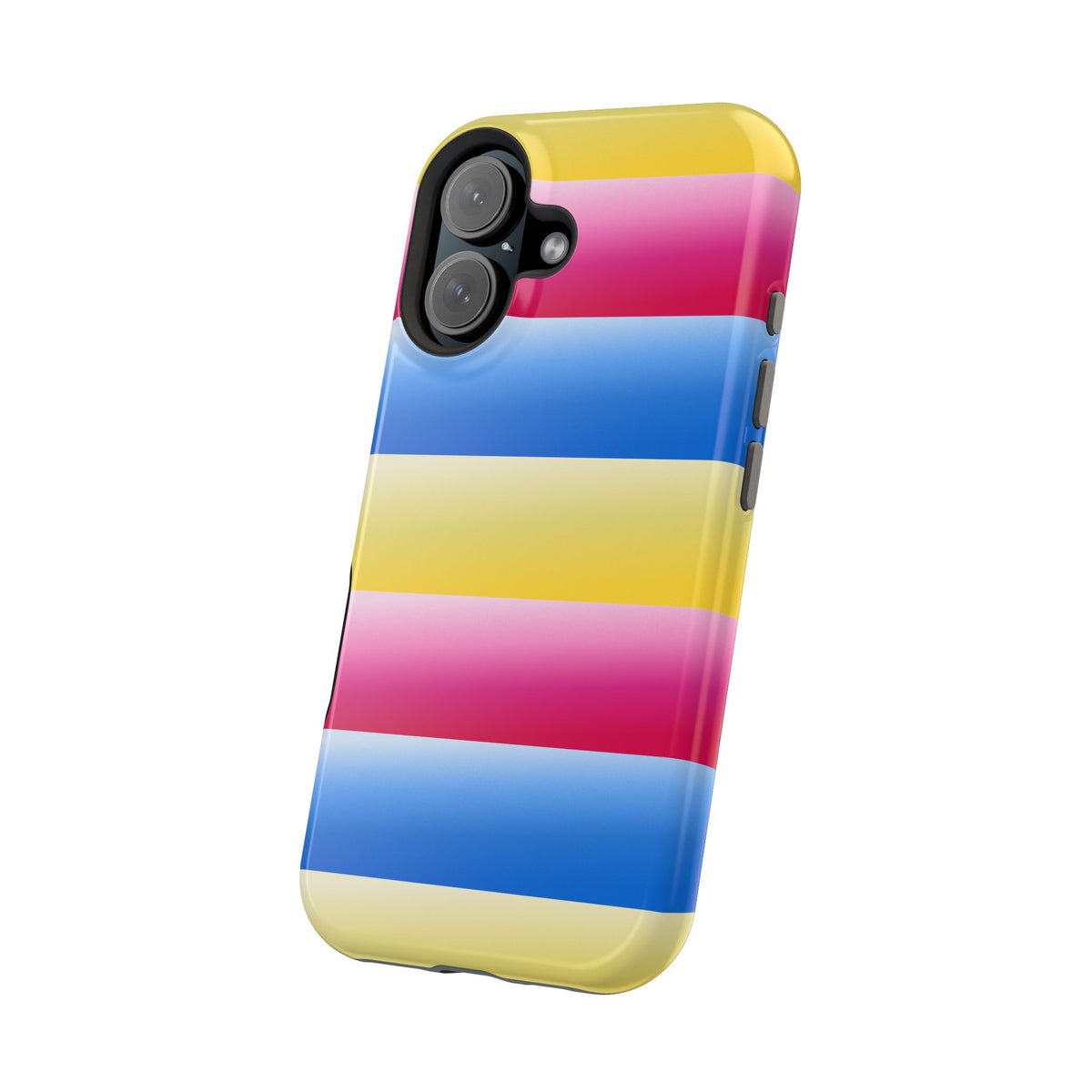Striped Magnetic Impact-Resistant Phone Case — Colorful Pink Blue Yellow Protection