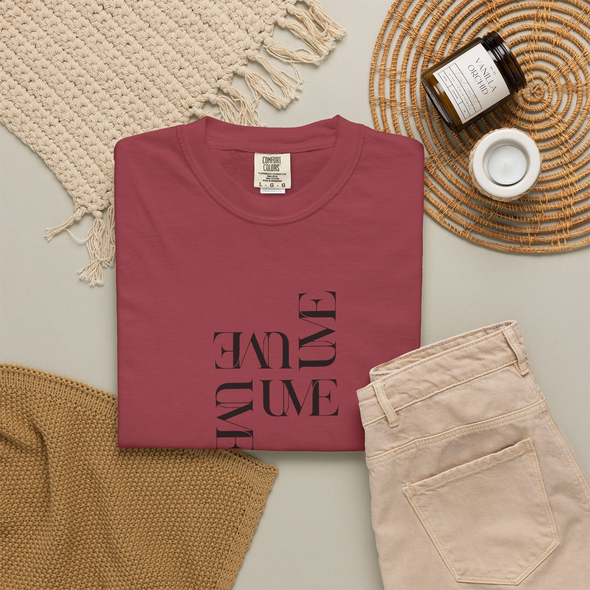 UME Typography Garment-Dyed T-Shirt — White, Ivory & More Colors