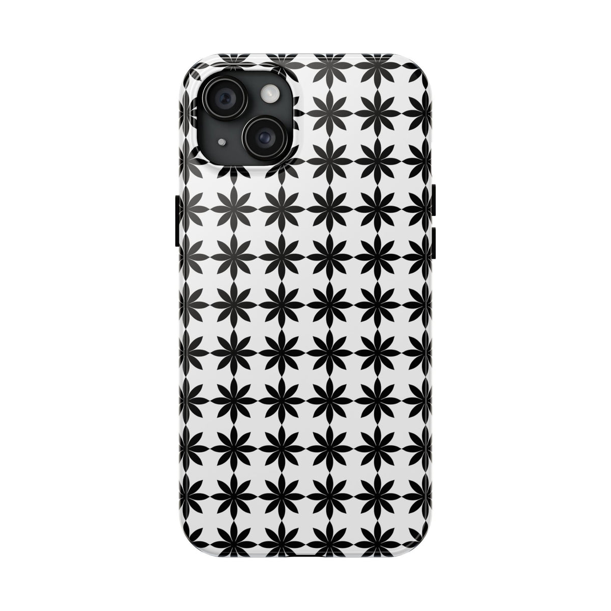 Tough Phone Case — Black & White Geometric Star Pattern