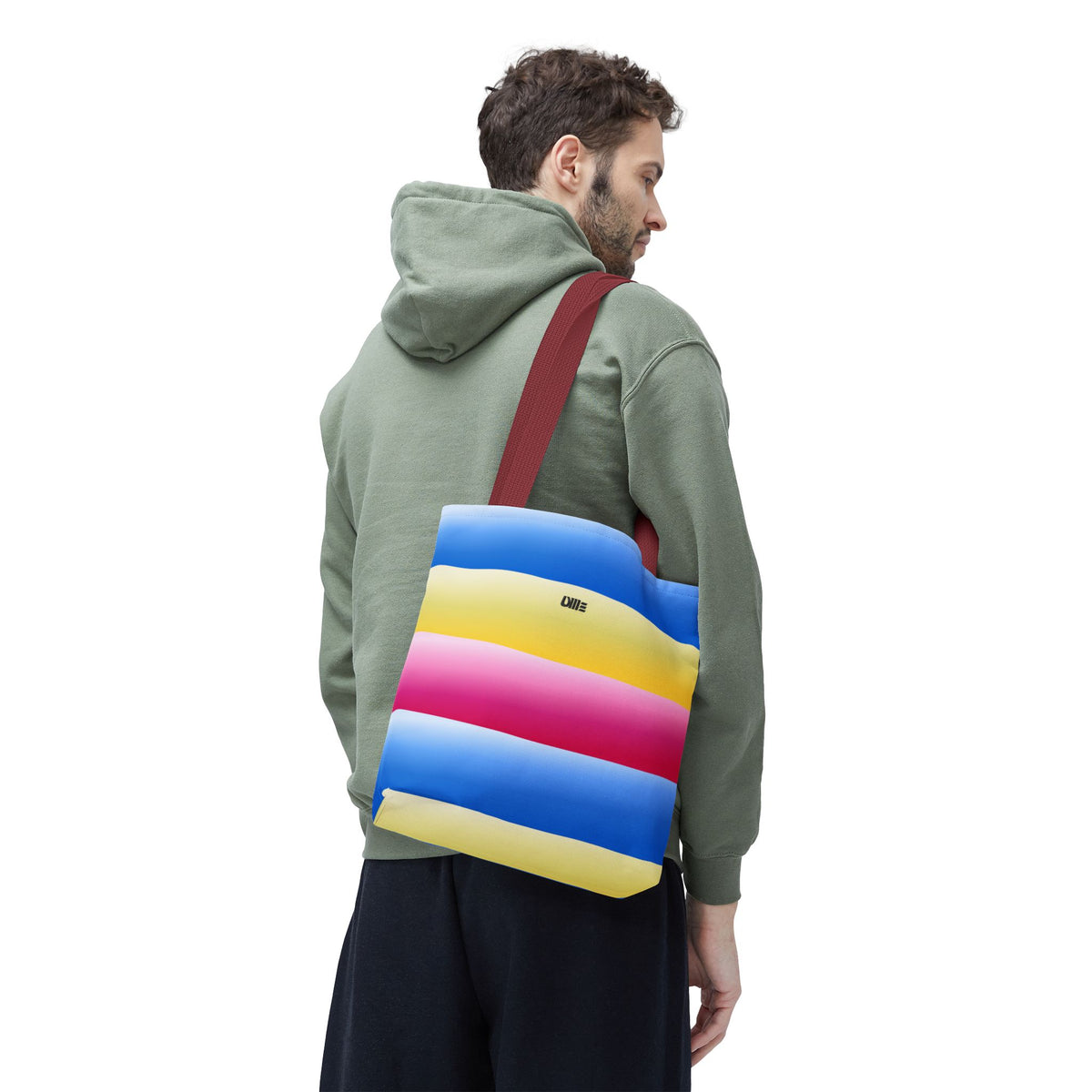 Colorful Pride Stripes Tote Bag – Pastel Blue, Yellow & Pink AOP