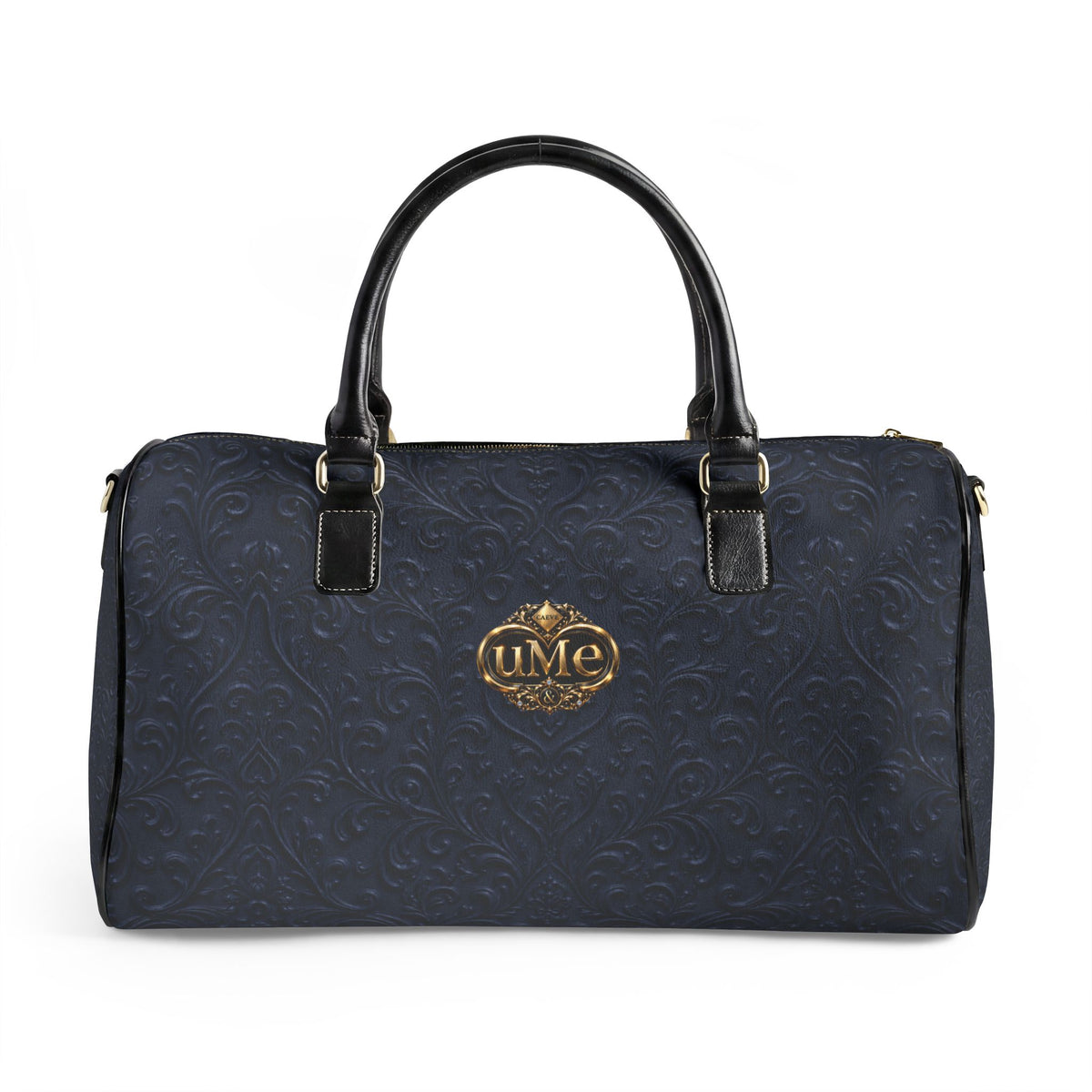 Navy Faux Leather Travel Duffle Bag — 'uMe' Weekend Carryall