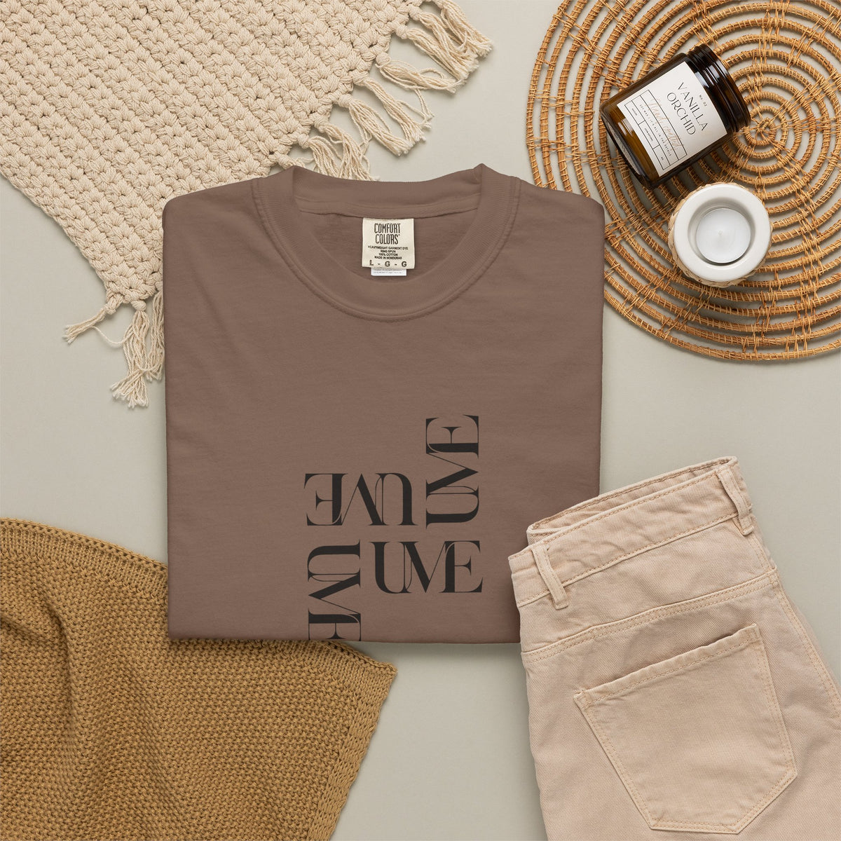 UME Typography Garment-Dyed T-Shirt — White, Ivory & More Colors