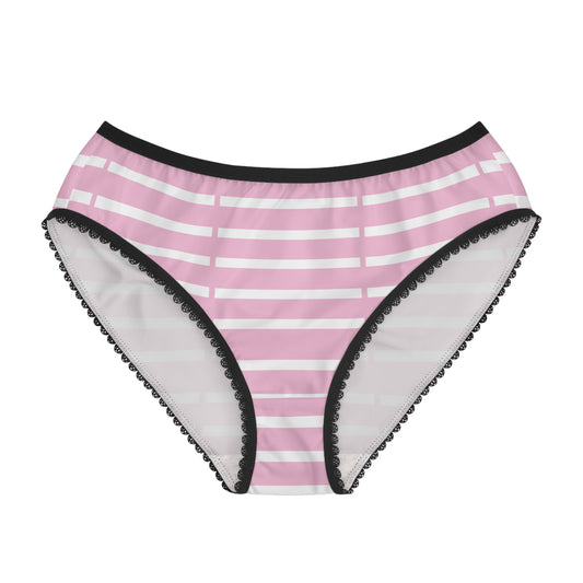 Pink Stripe Lace-Trim Women’s Briefs — Soft Bikini Underwear