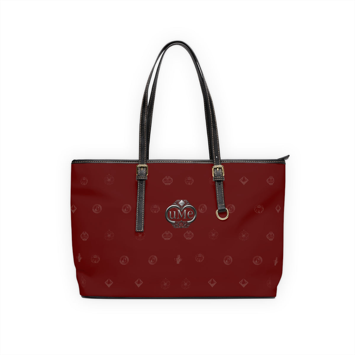 Red PU Leather Shoulder Bag Tote — UME Monogram, Everyday Work & Travel Handbag