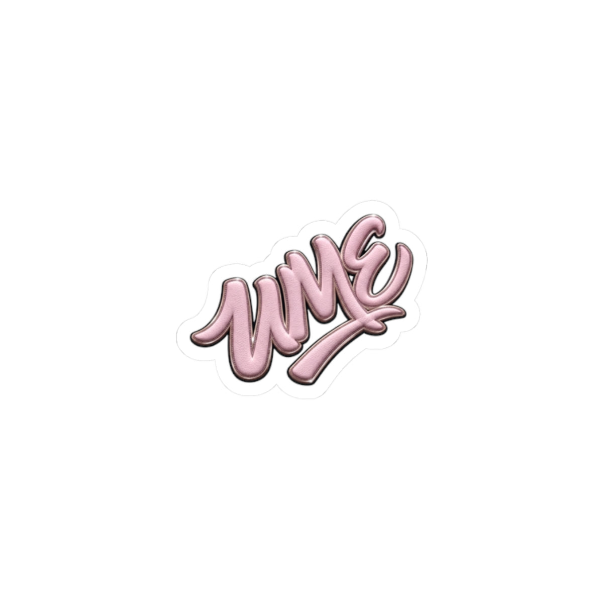 Pink Graffiti "WME" Kiss-Cut Sticker — Blush Bubble Script Vinyl Decal