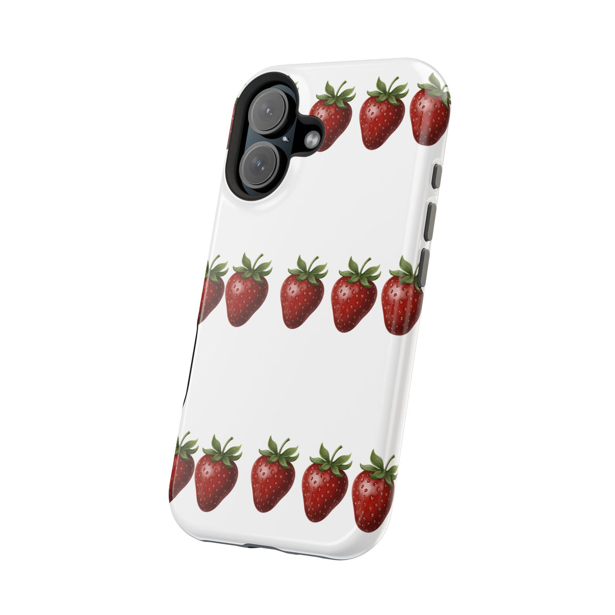 Strawberry Row Phone Case — White MagSafe Magnetic Impact-Resistant Cover