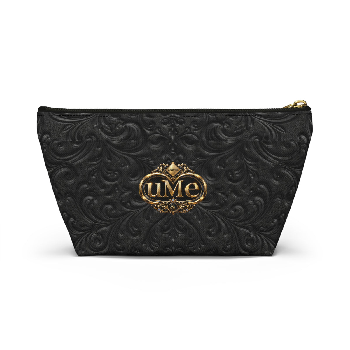 Black UME Gold Crest Accessory Pouch — All-Over Print