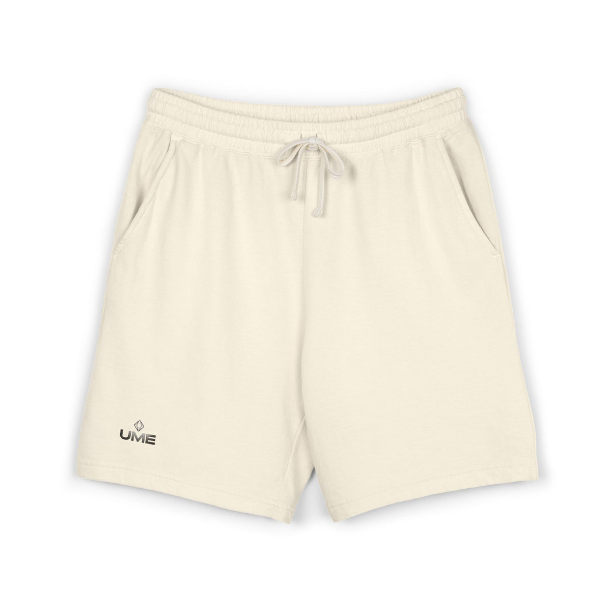 Fleece Sweat Shorts — Garment-Dyed UME Dark Grey Logo All-Over Print