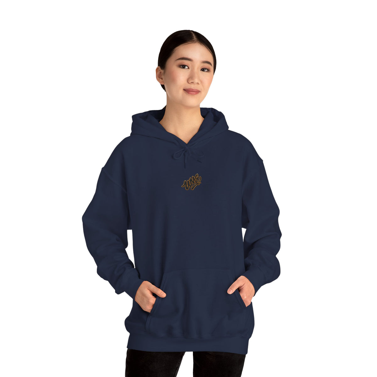 Hoodie — White UME Black Logo All-Over Print