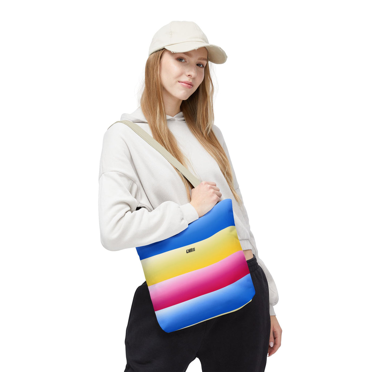 Colorful Pride Stripes Tote Bag – Pastel Blue, Yellow & Pink AOP