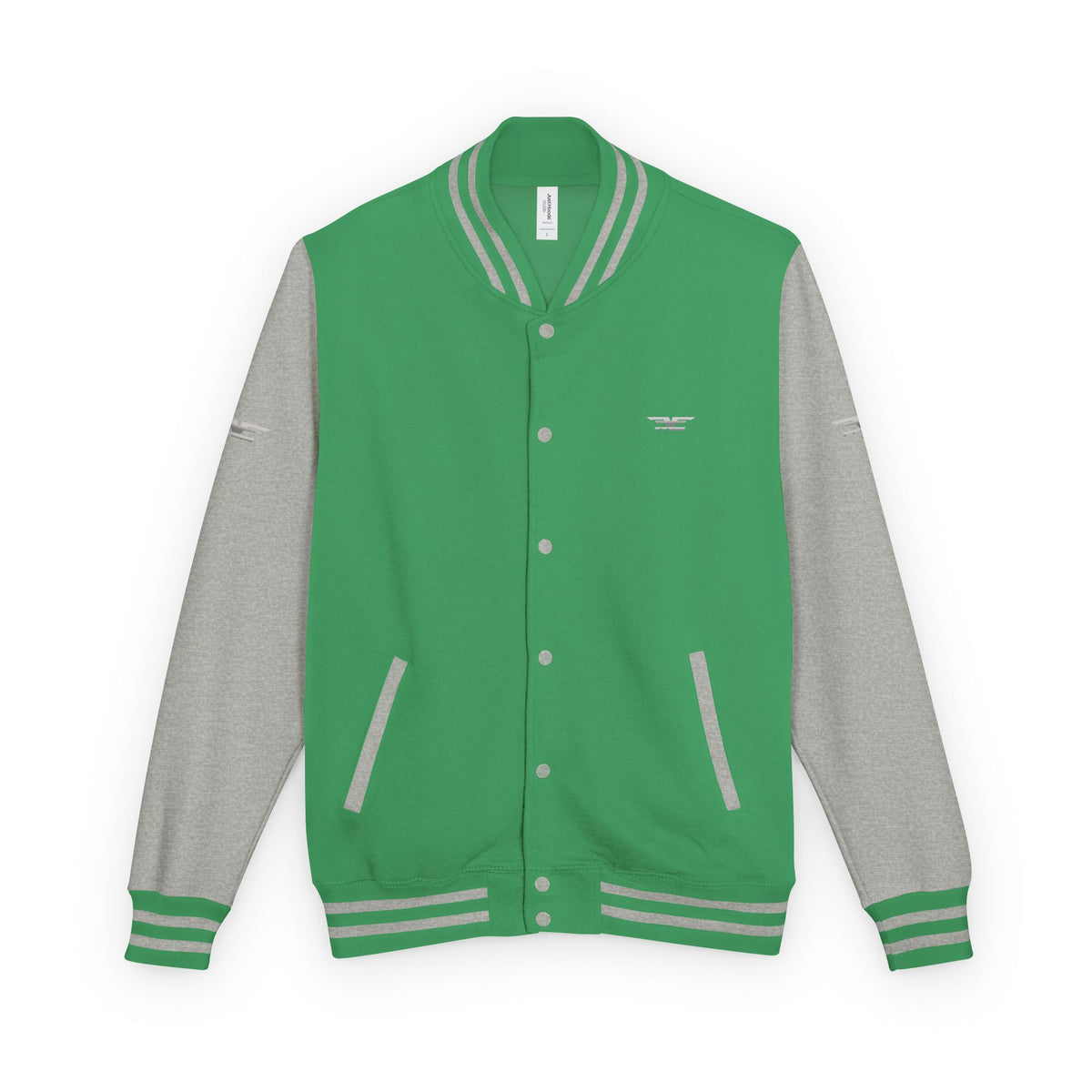 Black and White Varsity Jacket with Winged Logo