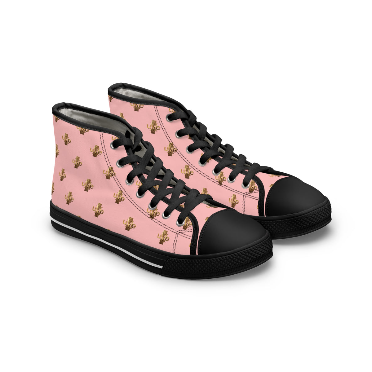 Women’s High-Top Sneakers — Pink All-Over Print