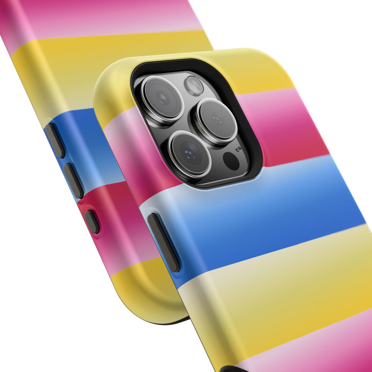 Striped Magnetic Impact-Resistant Phone Case — Colorful Pink Blue Yellow Protection