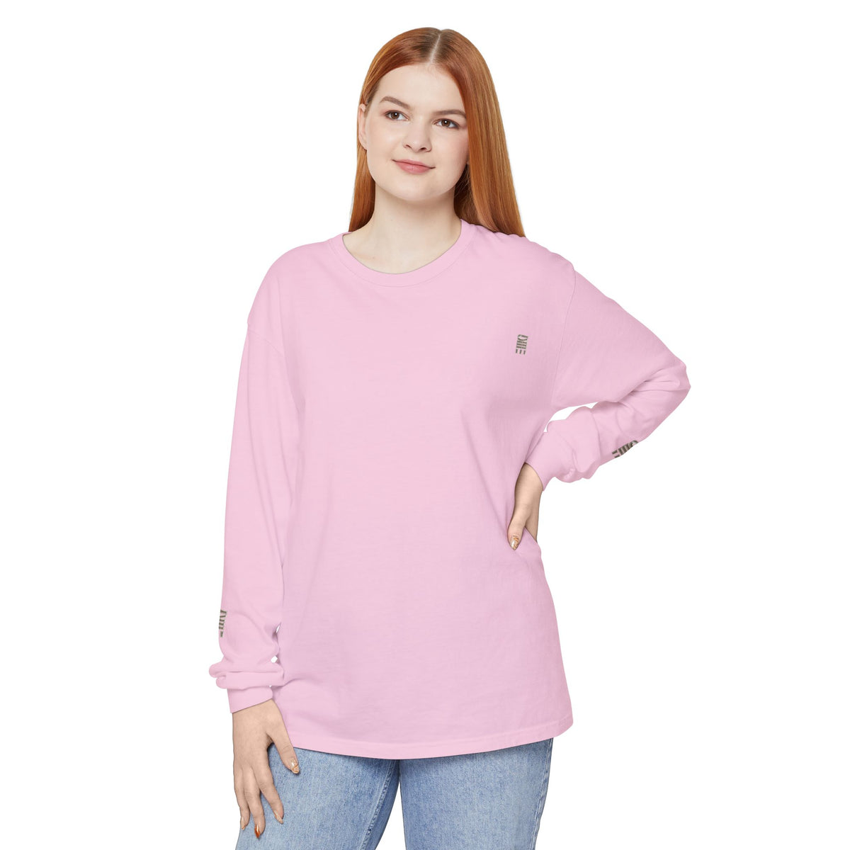 Garment-Dyed Long-Sleeve T-Shirt — Multi-Color Minimal Graphic