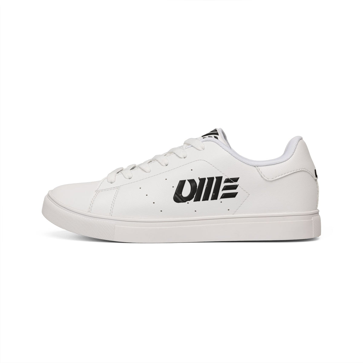 Leather Low-Top Sneakers — Minimal Black Logo Casual Trainers