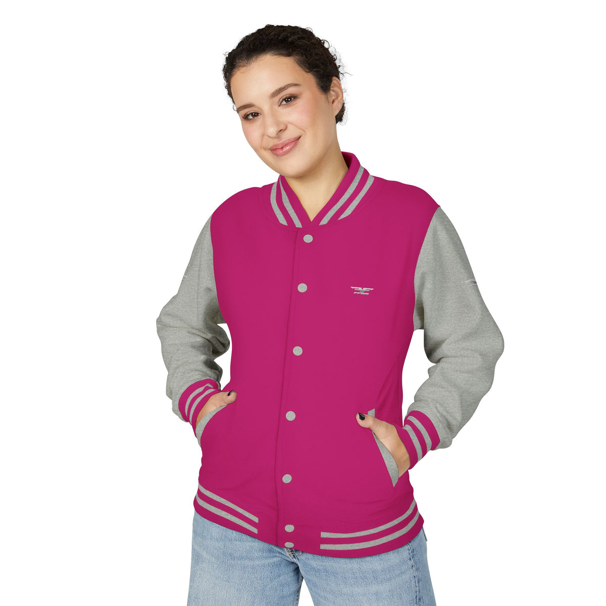 Black and White Varsity Jacket with Winged Logo