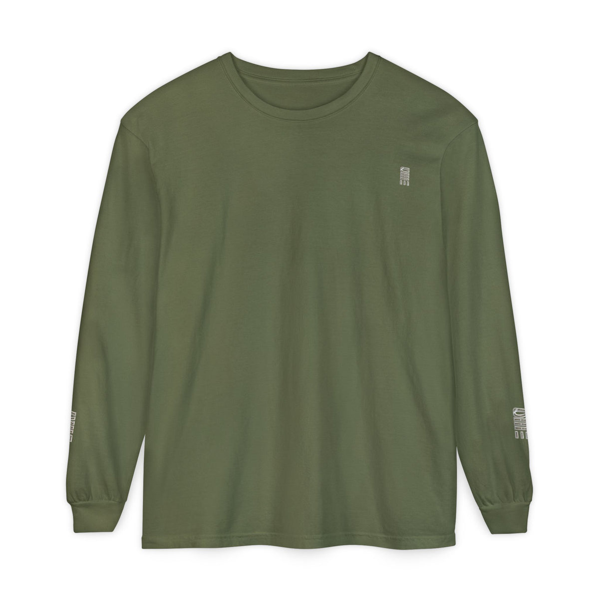 Garment-Dyed Long-Sleeve T-Shirt — Multi-Color Minimal Graphic