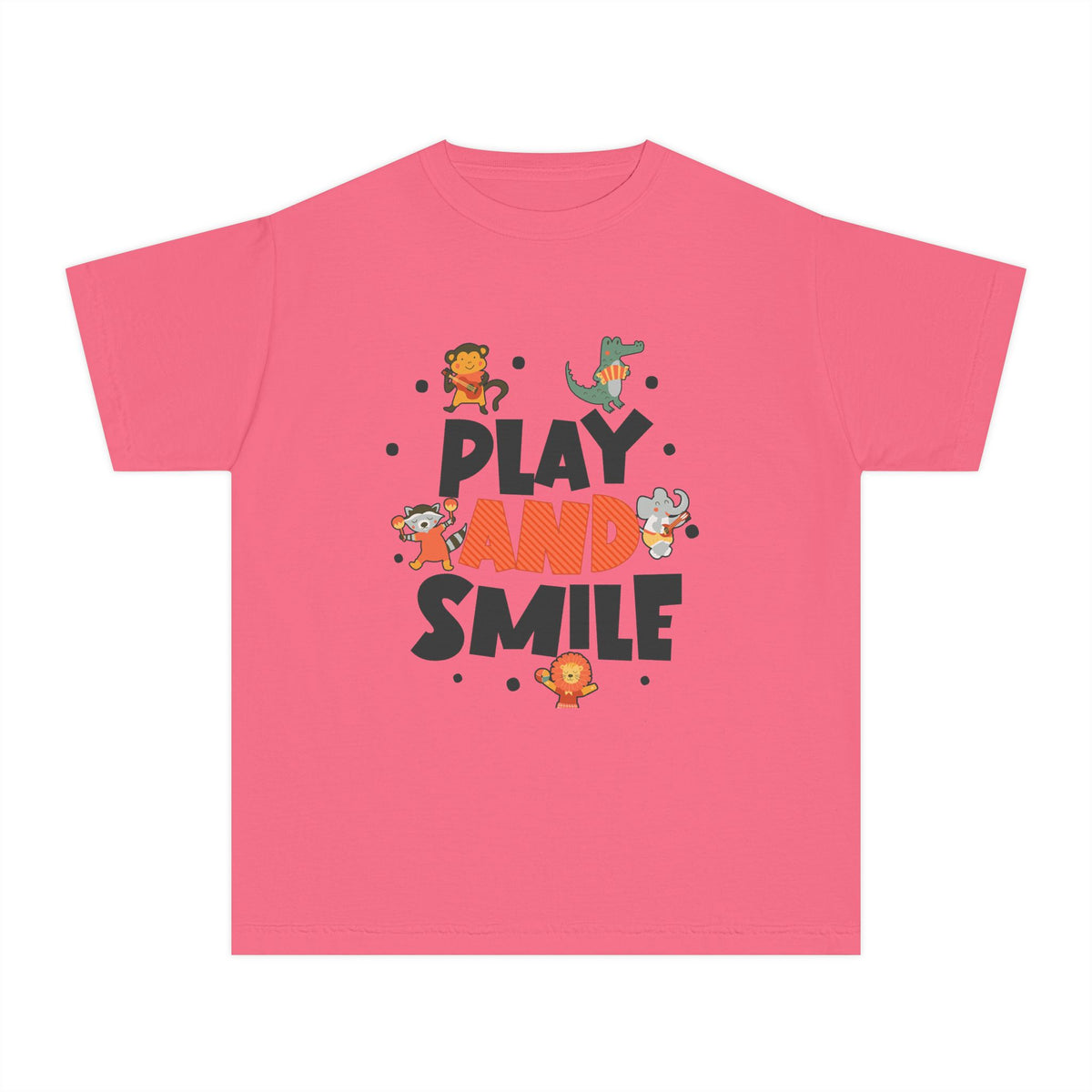 Play and Smile Youth Tee — Cute Animal Playtime Kids T‑Shirt