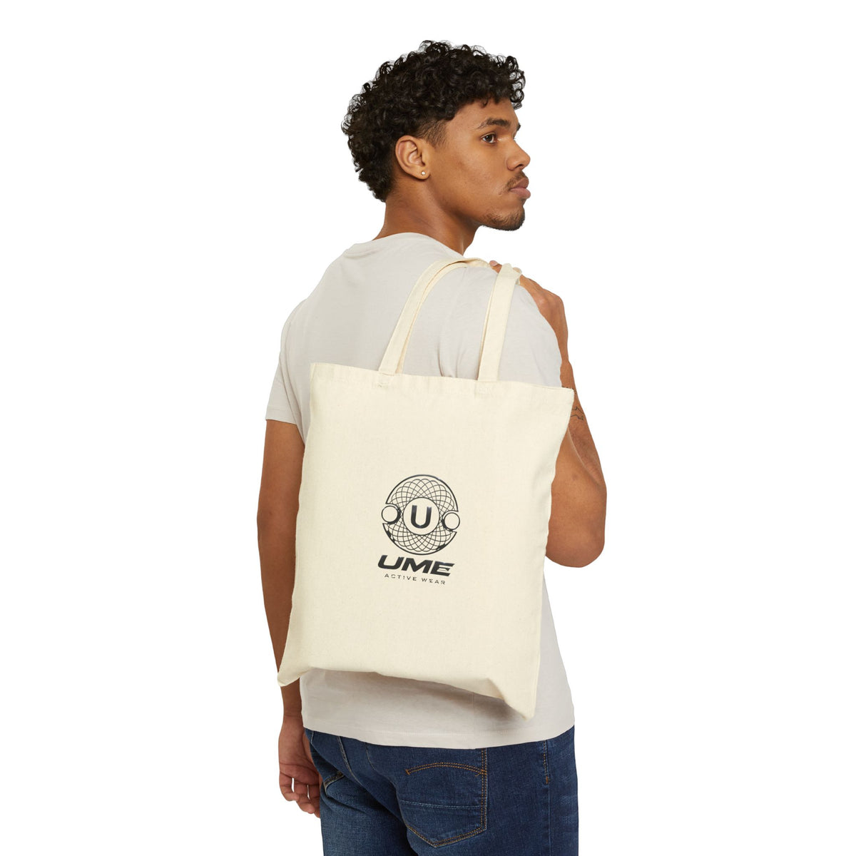 Canvas Tote Bag — Natural UME Logo All-Over Print