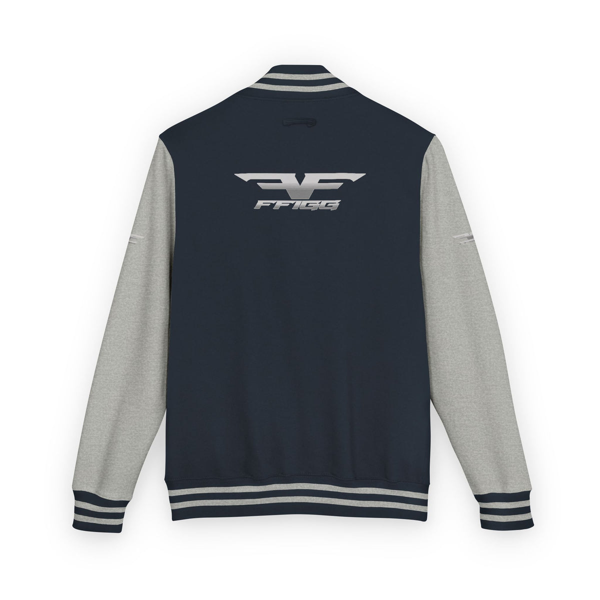 Black and White Varsity Jacket with Winged Logo