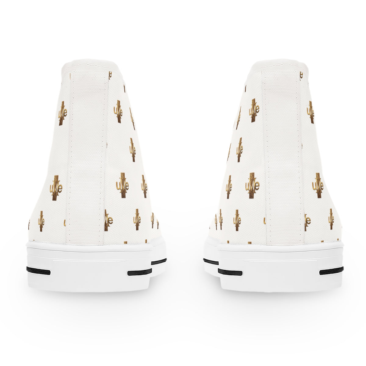 Women’s High-Top Sneakers — White All-Over Print