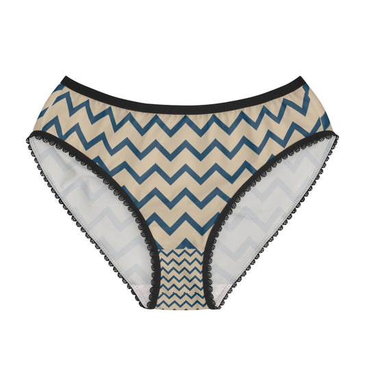 Chevron Lace-Trim Women's Briefs — Beige Chevron All-Over Print