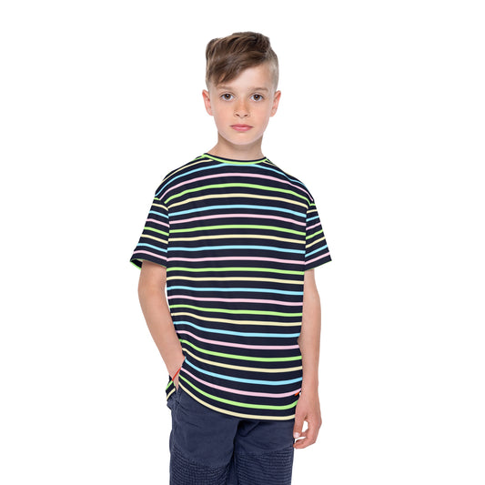 Kids Stripe Sports Jersey — Black Rainbow Athletic Tee