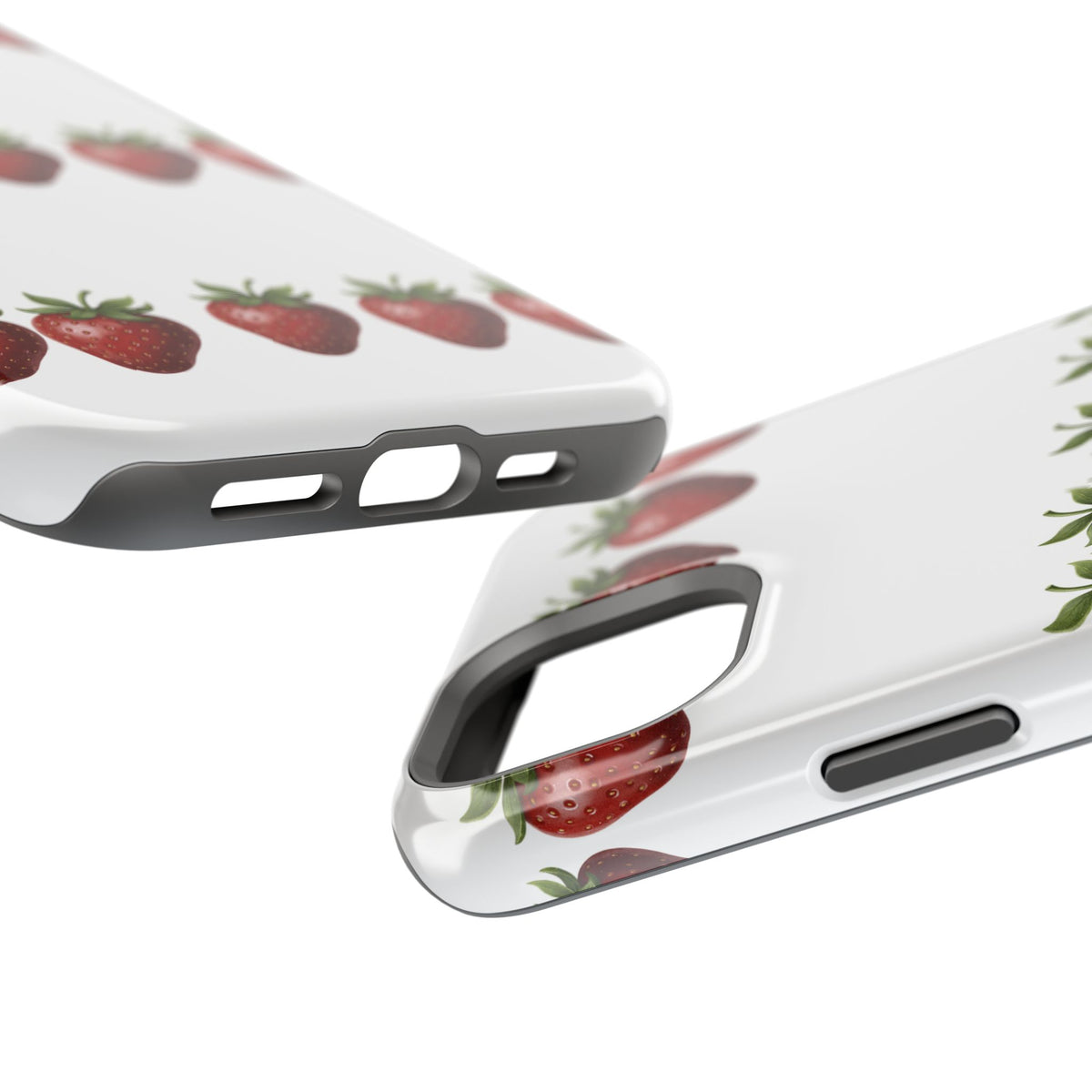 Strawberry Row Phone Case — White MagSafe Magnetic Impact-Resistant Cover