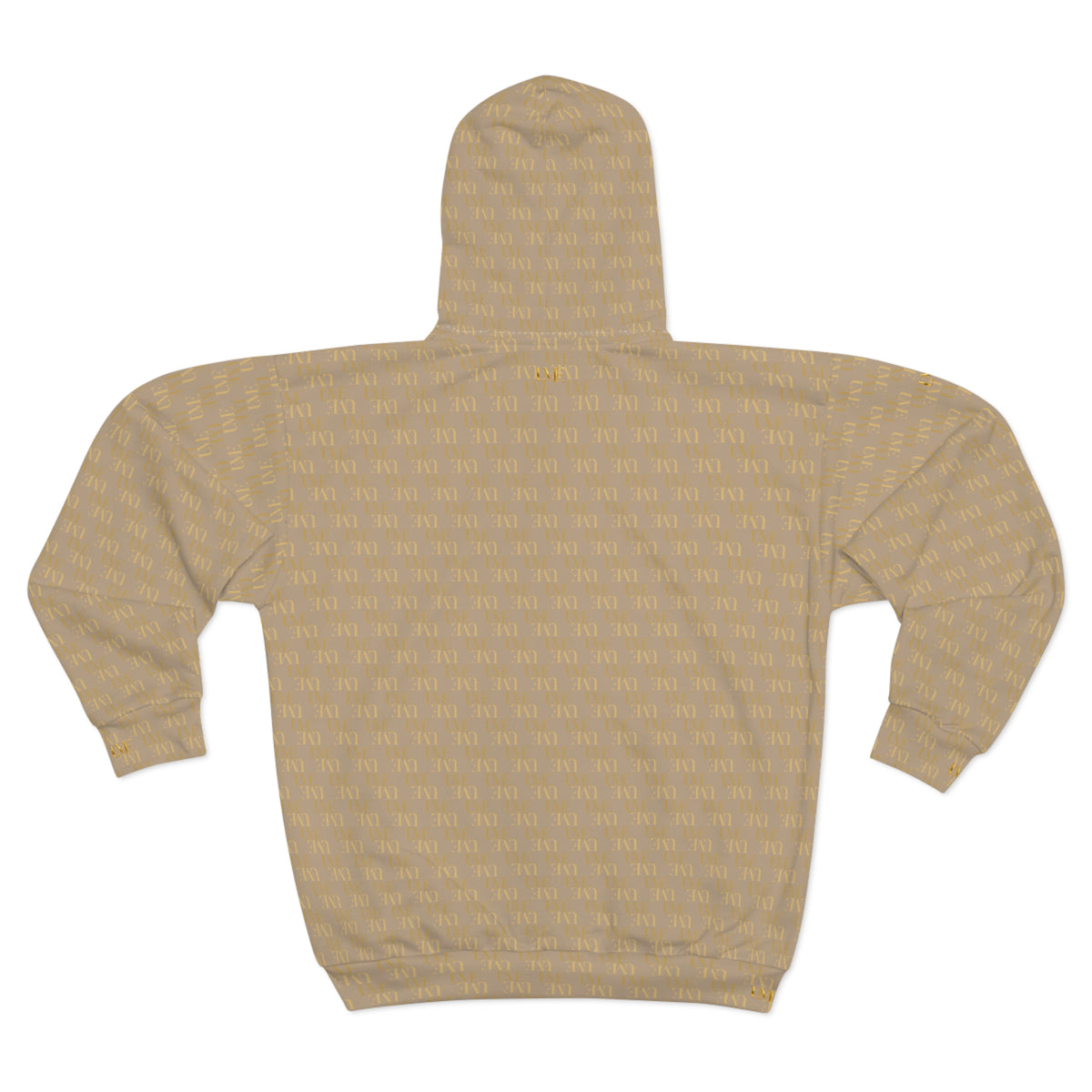 Gold Monogram Zip Hoodie — Beige All-Over Print