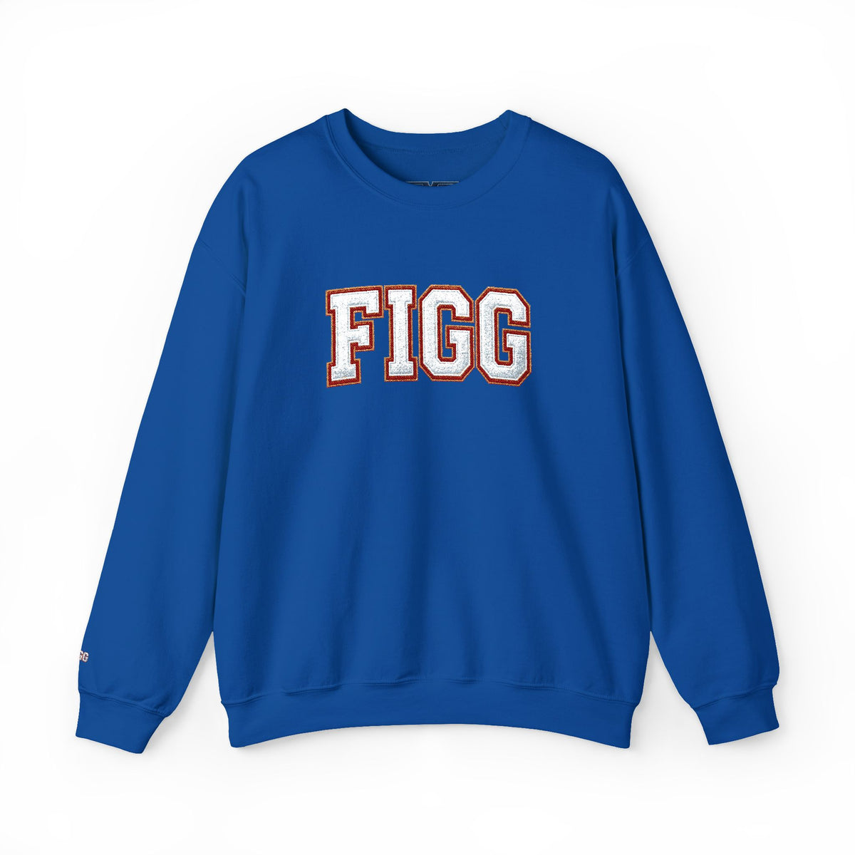 FFiGG Embroidered Collegiate Crewneck — Sport Grey, Black & More Colors