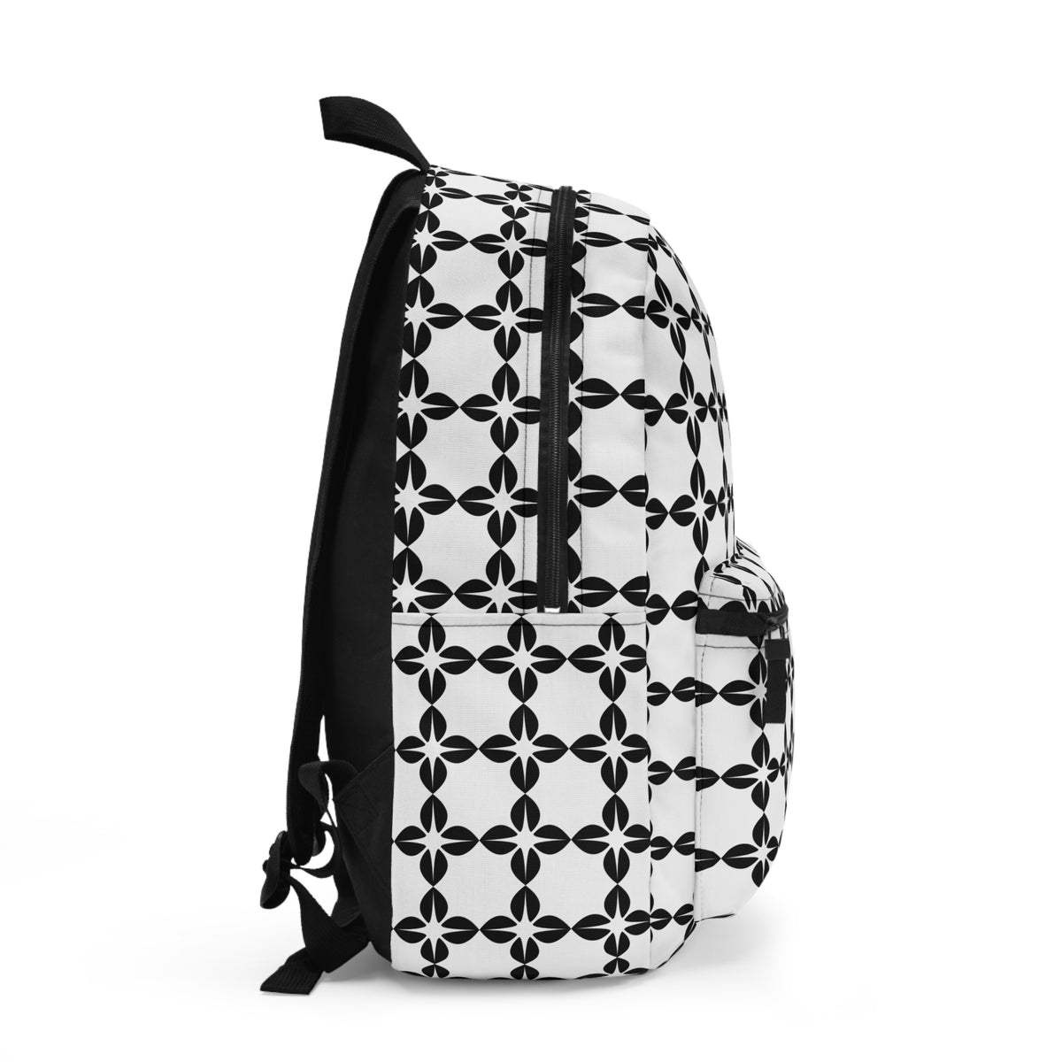 Monochrome Tile Pattern Backpack – Black & White Geometric School Bag