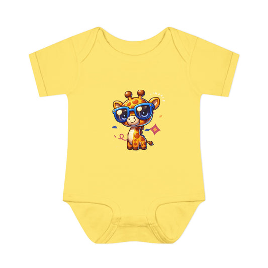 White Giraffe Sunglasses Baby Bodysuit — Cute Infant Onesie