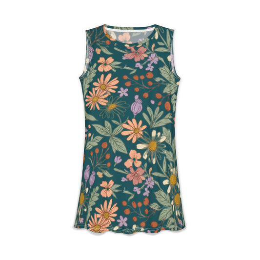 Floral Meadow Sleeveless Dress — Women's Casual AOP Print