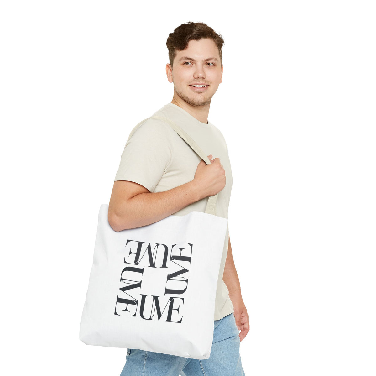 UME Square Typography Tote Bag — White