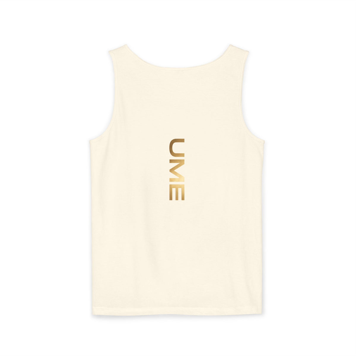 UME Gold Vertical Logo Tank Top – Garment-Dyed Unisex Muscle Tee