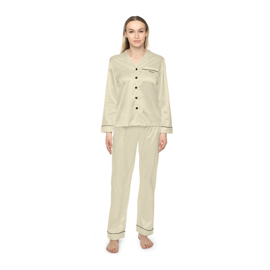 Women's Beige Satin Pajama Set — Luxe Sleepwear Lounge Set