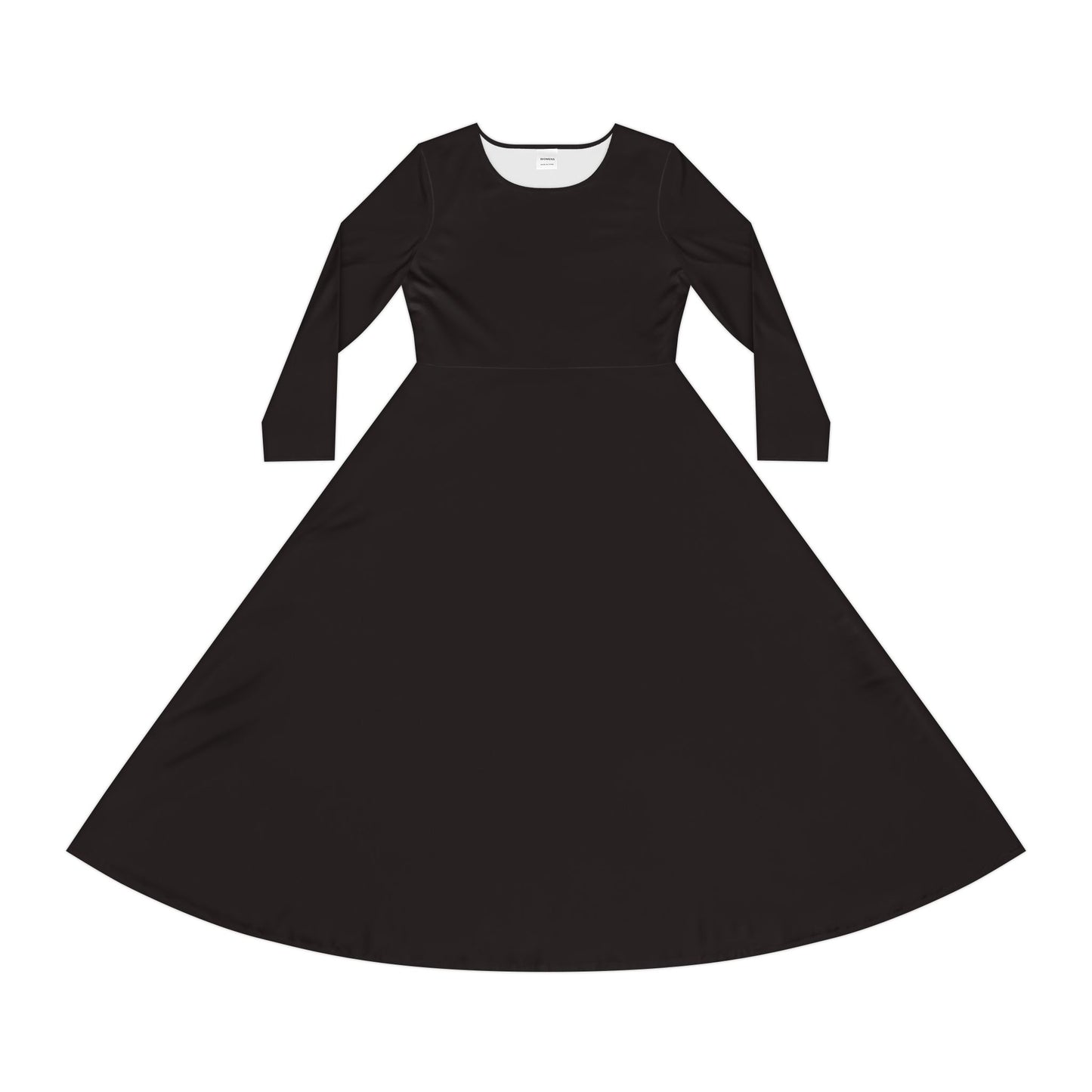 Women's Long Sleeve Black Dance Dress — Flared A-Line Performance Dress